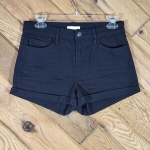 H&M Denim Shorts Women Size 6 Cuffed 5-Pocket Black